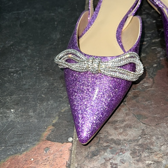 BARBIE Women’s sparkling bow pink glitter flats US 6 - Picture 2 of 5